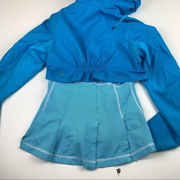 LULULEMON athletica 2 in 1 proactive 2 piece blue & white gingham Jacket size 6 - Picture 5 of 11